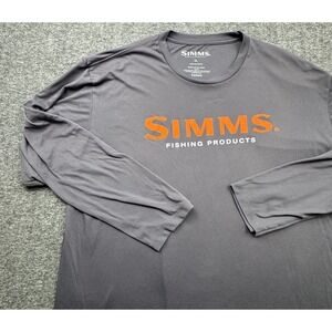 Simms Fishing Products Fly Fishing Shirt Mens XL Gray Orange Long Sleeve